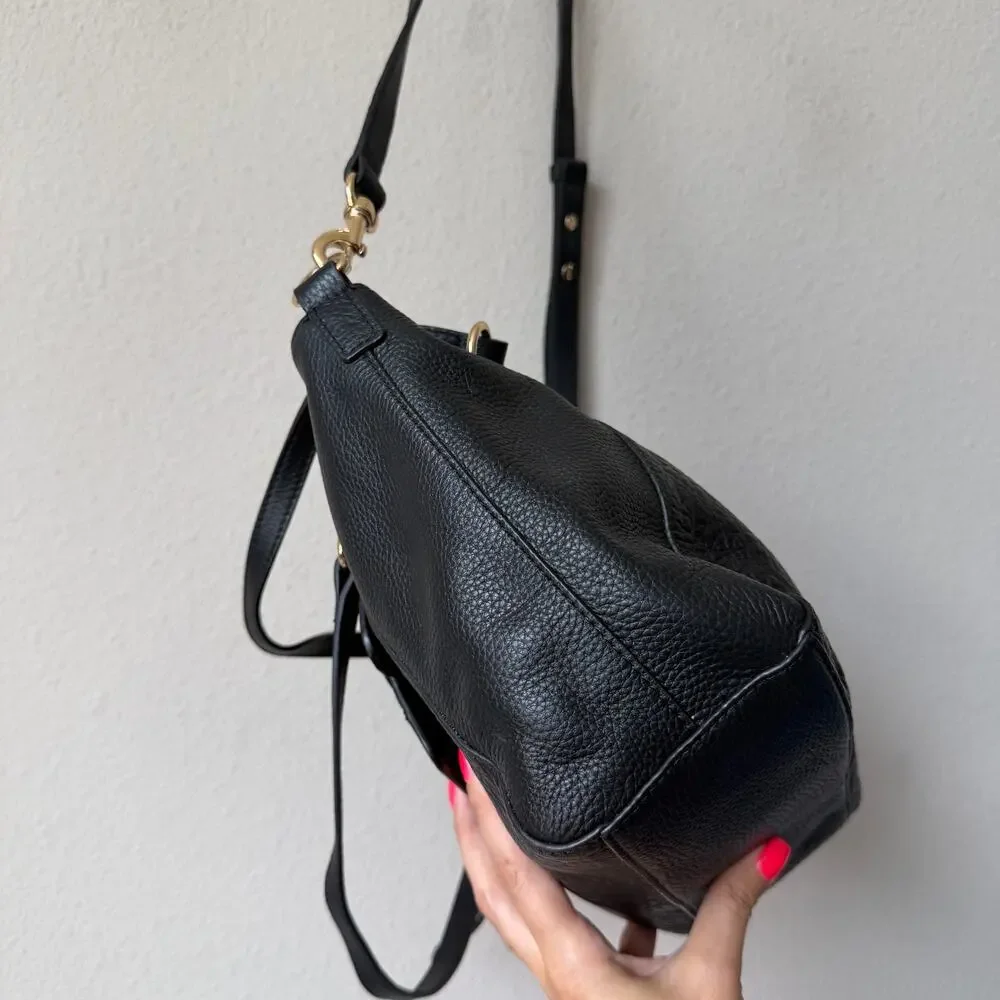 Vince Camuto Raya Black Pebbled Leather Tote Satchel Bag